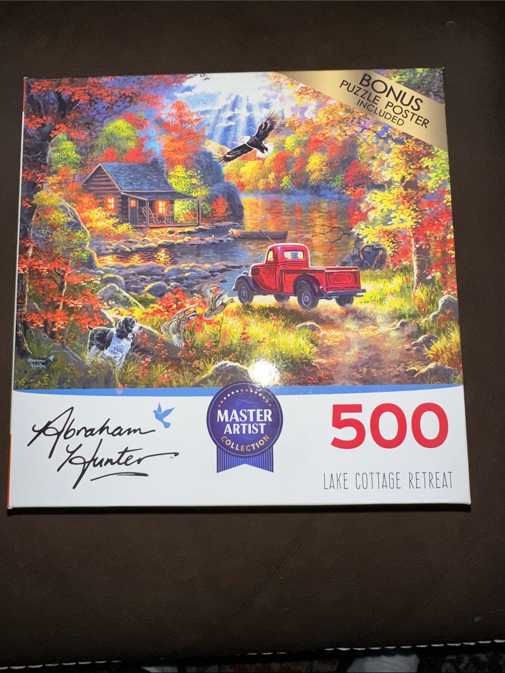 Abraham Hunter 500-piece jigsaw puzzle “Lake Cottage Retreat”